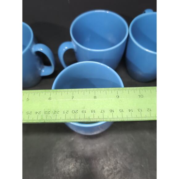 Corelle Stoneware Blue Coffee Mugs, Tea Cups, Set Of 4, Vintage Made in Thailand - Picture 9 of 9